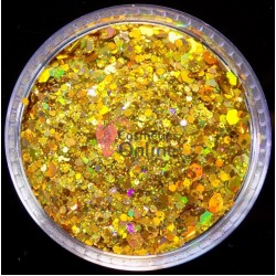 Decor pentru unghii 8g SU54 paiete hexagonale Gold cu Reflexii Mixt